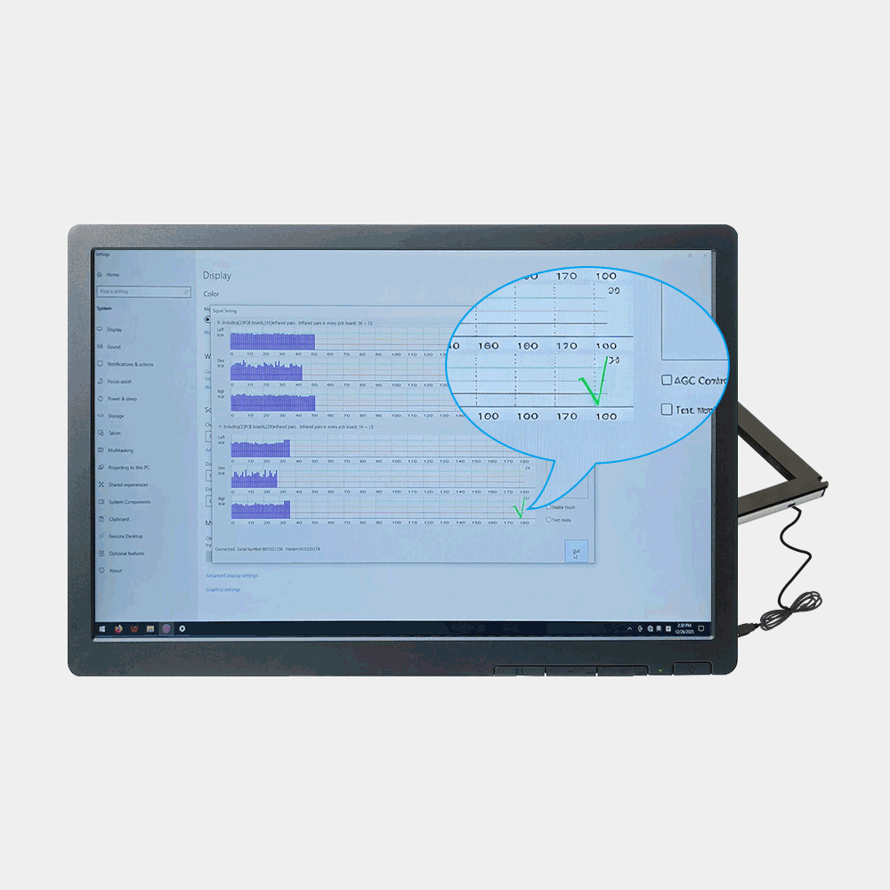 Install the TE infrared touch screen as follows: